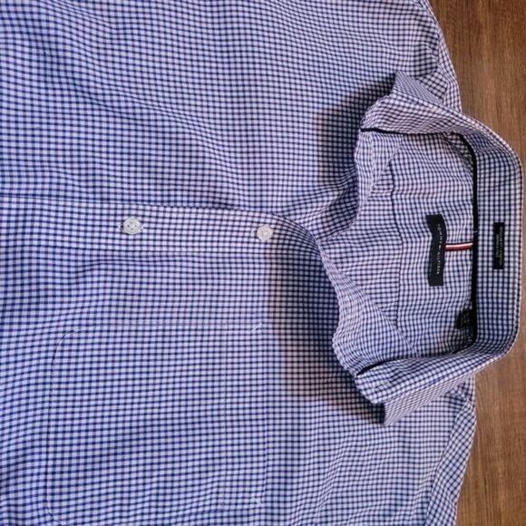 Men's Tommy Hilfiger Regular Fit Stretch Shirt Wrinkle Free Size Large 34 35 - Picture 8 of 9